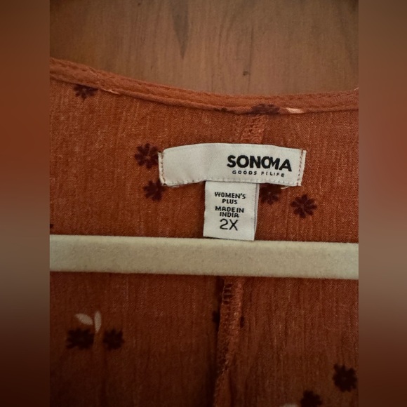 Sonoma Burnt Orange and Red Floral Blouse - Picture 4 of 4